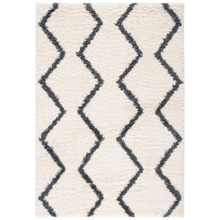 Safavieh Venus Shag Power Loomed Rectangle Shag Rug; Ivory & Dark Grey - 2 ft. -7 in. x 5 ft. VNS680B-3